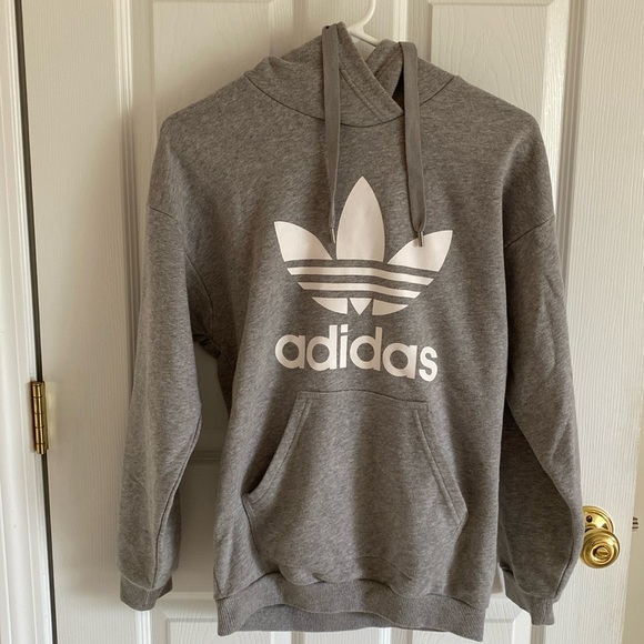 Adidas Grey Hoodie Sweatshirt - Picture 1 of 8